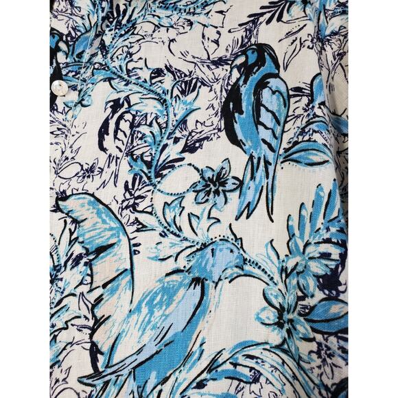 Tahari 100% Linen Womens Medium Shirt Dress Pockets Button Down Bohemian Beach - Picture 3 of 9